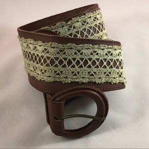 NWOT Brown Leather and Antique Lace Belt